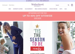 How motherhood.com looks like on a tablet such as an iPad.