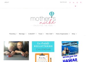 How mothersniche.com looks like on a tablet such as an iPad.