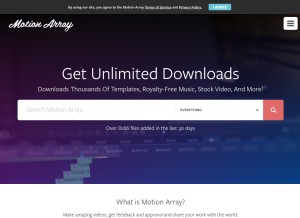 How motionarray.com looks like on a tablet such as an iPad.