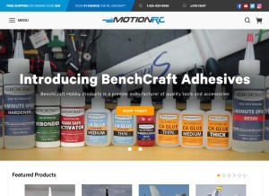 How motionrc.com looks like on a tablet such as an iPad.