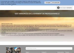 How motoconcess.com looks like on a tablet such as an iPad.
