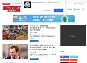How motocrossactionmag.com looks like on a tablet such as an iPad.