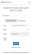 How motominer.com looks like on a mobile device such as an iPhone.