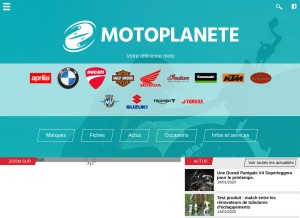 How motoplanete.com looks like on a tablet such as an iPad.