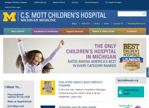 How mottchildren.org looks like on a tablet such as an iPad.