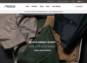 How mountainkhakis.com looks like on a tablet such as an iPad.