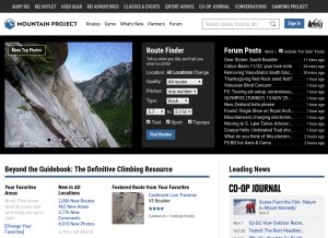 How mountainproject.com looks like on a tablet such as an iPad.
