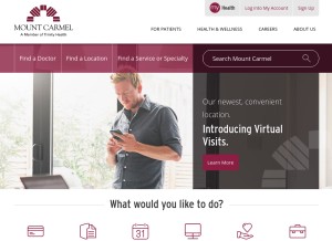How mountcarmelhealth.com looks like on a tablet such as an iPad.