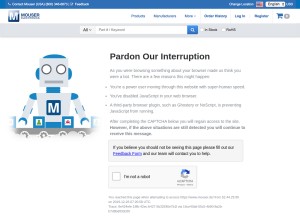 How mouser.de looks like on a tablet such as an iPad.