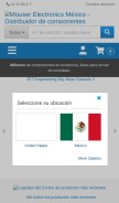 How mouser.mx looks like on a mobile device such as an iPhone.