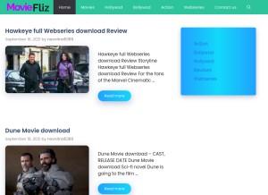 How moviefliz.in looks like on a tablet such as an iPad.