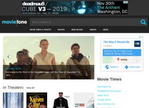 How moviefone.com looks like on a tablet such as an iPad.
