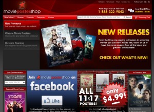 How moviepostershop.com looks like on a tablet such as an iPad.