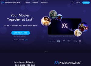 How moviesanywhere.com looks like on a tablet such as an iPad.