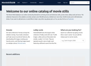 How moviestillsdb.com looks like on a tablet such as an iPad.