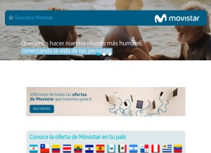 How movistar.com looks like on a tablet such as an iPad.