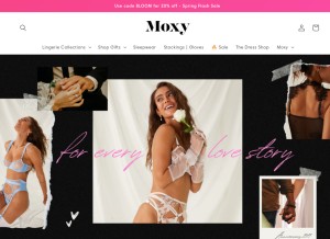 How moxyintimates.com looks like on a tablet such as an iPad.