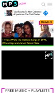 How mp3.com looks like on a mobile device such as an iPhone.