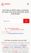 How mp3hub.com looks like on a mobile device such as an iPhone.