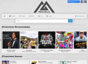 How mp3teca.com looks like on a tablet such as an iPad.
