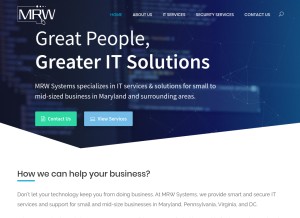 How mrwsystems.com looks like on a tablet such as an iPad.