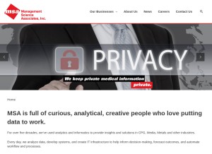 How msa.com looks like on a tablet such as an iPad.