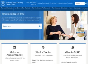 How mskcc.org looks like on a tablet such as an iPad.