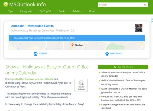 How msoutlook.info looks like on a tablet such as an iPad.