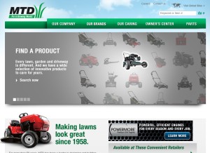 How mtdproducts.com looks like on a tablet such as an iPad.