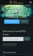 How mtgcardsmith.com looks like on a mobile device such as an iPhone.