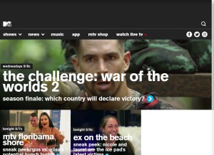 How mtv.com looks like on a tablet such as an iPad.