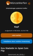 How muenzewerfen.de looks like on a mobile device such as an iPhone.