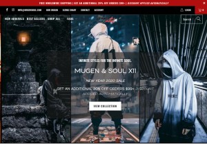 How mugensoul.com looks like on a tablet such as an iPad.