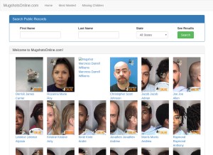 How mugshotsonline.com looks like on a tablet such as an iPad.