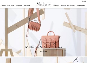 How mulberry.com looks like on a tablet such as an iPad.