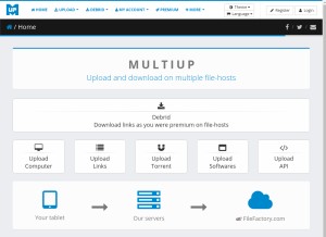 How multiup.org looks like on a tablet such as an iPad.