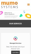 How mumosystems.com looks like on a mobile device such as an iPhone.