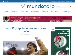 How mundotoro.com looks like on a tablet such as an iPad.