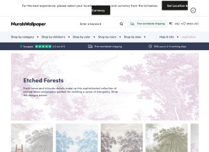 How muralswallpaper.com looks like on a tablet such as an iPad.