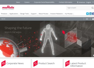 How murata.com looks like on a tablet such as an iPad.