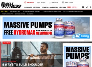 How muscleandfitness.com looks like on a tablet such as an iPad.