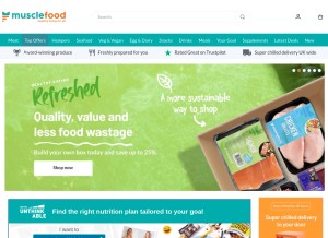 How musclefood.com looks like on a tablet such as an iPad.