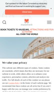 How musement.com looks like on a mobile device such as an iPhone.