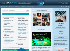 How musicaneo.com looks like on a tablet such as an iPad.
