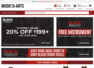 How musicarts.com looks like on a tablet such as an iPad.