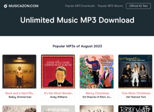 How musicazon.com looks like on a tablet such as an iPad.