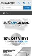 How musicdirect.com looks like on a mobile device such as an iPhone.