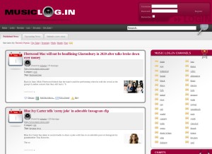 How musiclog.in looks like on a tablet such as an iPad.