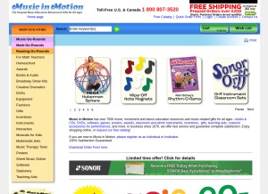 How musicmotion.com looks like on a tablet such as an iPad.