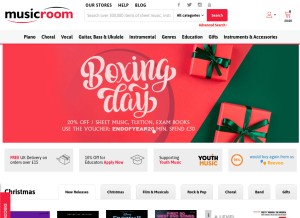 How musicroom.com looks like on a tablet such as an iPad.
